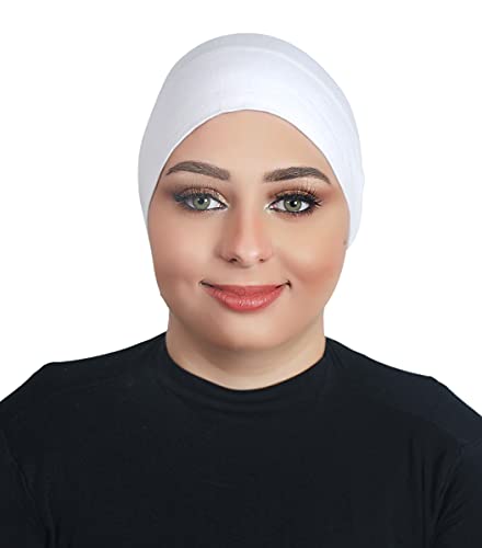 Fashion Cotton Modal Cotton Muslim Hat Elastic Inner Tube Caps Islamic Underscarf Hats Back Open Head Wrap - color: White