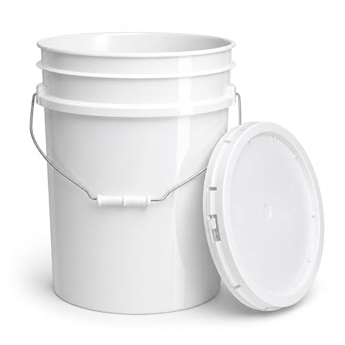 5 Gallon Bucket - Food Grade w/Lid BPA-Free,24 Pack - White | Airtight Gasketed Tear Strip Lid, Heavy-Duty 90 Mil HDPE Plastic Pail, Bulk Storage, Food Safe Durable Container, Made in USA - color: White, size: 24 Packs