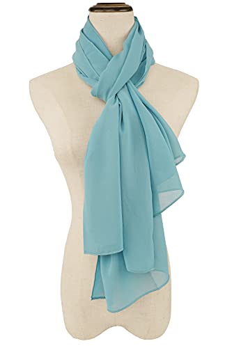YOUR SMILE for Women Lightweight Breathable Solid Color Soft Chiffon Long Fashion Scarves Sun-proof Shawls Wrap - color: Teal