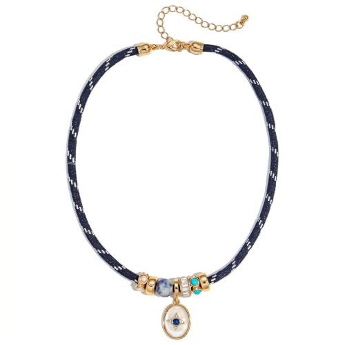 Paracord Rope Choker Necklace with Pendant for Women - color: Mother of Pearl