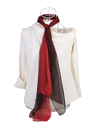 uxcell Women'sChiffon Sheer Long Scarf Silky Gradient Party - color: Red Black