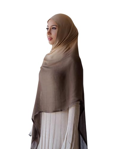 Txmout Ombre Modal Hijab Scarf for Women Muslim, Soft Lightweight Headscarf - color: Almond - Beige
