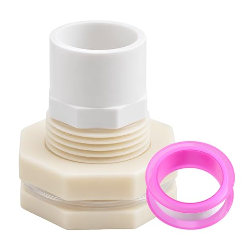 3/4 Inch ABS Bulkhead Fitting Water Tank Connector Adapter Fitting with Male Thread Coupling, Thru-Bulk Pipe Fitting for Rain Barrels Aquariums Ponds Industrial Plumbing - size: 1Pcs G3/4