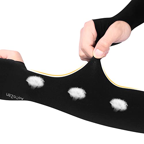 Sun Sleeves for Men Women with Thumb Hole, 6 Pairs Black | UV Protection SPF UPF50+, Keep you Cooling in Summer