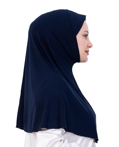 Prien Ready Hijab For Women, One Piece Muslim Instant Turban, Easy To Wear Long Head Scarf, Turkish Islamic Clothes For Abaya - color: Navy Blue