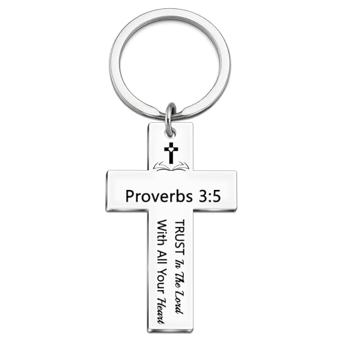 Cross Keychain for Women Men Christian Bible Verse Keychain