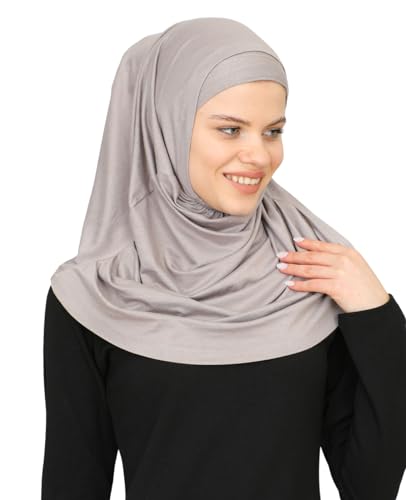 Prien Chic Ready To Wear Hijab For Women, Muslim Long Turban Undercap Set, Instant Scarf, Prayer Clothes For Girls, Abaya - color: Light Mink