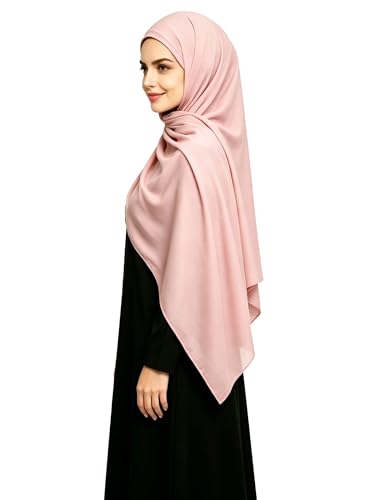 Lina & Lily Non-see-through Premium Jersey Maxi Hijab Head Scarf Wrap for Muslim Women - color: Light Pink