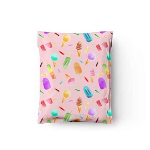 10x13 (100) Ice Cream Treats Summer Designer Poly Mailers Waterproof Self Sealing Tear Resistant Polymailers Shipping Envelopes Premium Printed Bags For Small Businesses - color: Ice Cream, size: 10x13