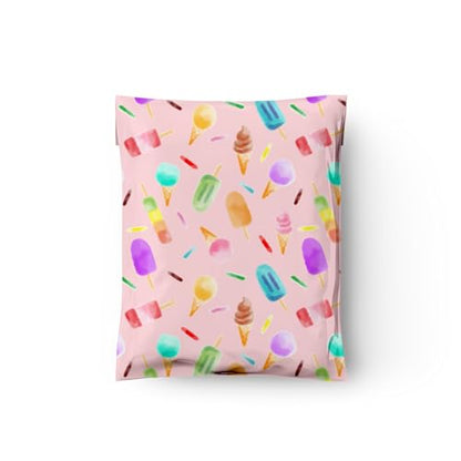 10x13 (100) Ice Cream Treats Summer Designer Poly Mailers Waterproof Self Sealing Tear Resistant Polymailers Shipping Envelopes Premium Printed Bags For Small Businesses - color: Ice Cream, size: 10x13