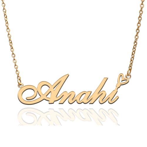 Custom Name Necklace Customized Personalized Plated Necklace for Mother Daughter Friendship Women Valentine's Day Christmas Birthday New Year Party - style: Anahi Gold
