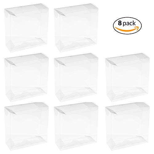Hammont Clear PET Plastic Storage Boxes - Transparent Gift Boxes, Empty Containers Packing Box for Party Favors Ideal for Cookies, Ornament, Gifts, Wedding, Birthday and Parties - 6"x6"x2.5" (8 Pack) - size: 6"x6"x2.5"