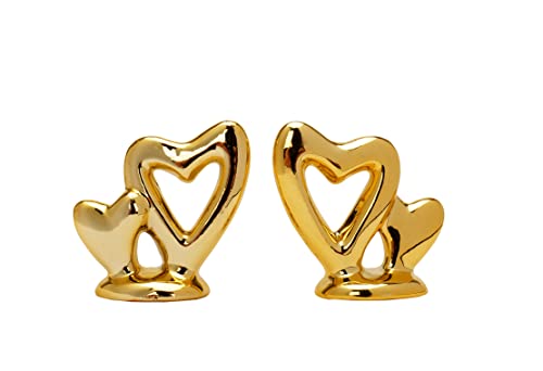 Gold Small Animal Statue Heart Statue Decor Modern Style Ceramic Gold Heart Animal Figurines Statues for Home Decor Accents Living Room Office Table Bookshelf Desk Bedroom Decorative Objects - size: Heart to Heart