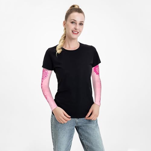 Arm Sleeves Outdoor Garden Sports Cooling Sun Sleeve for Women Men Farm - color: Breast Cancer