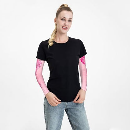 Arm Sleeves Outdoor Garden Sports Cooling Sun Sleeve for Women Men Farm - color: Breast Cancer