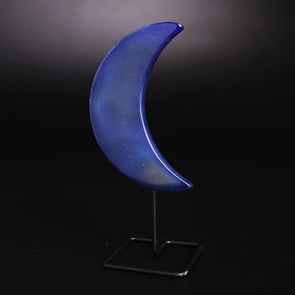 Needzo Blue Agate Crescent Moon, Meditation and Yoga Accessories, Tabletop Decorations, 4.5 Inches