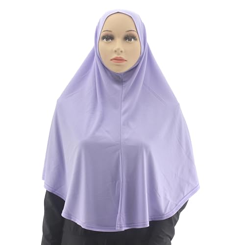 Women's Instant Hijab Muslim Headscarf Prayer Scarf Soft Breathable Stretchy Wrap - color: Light Purple