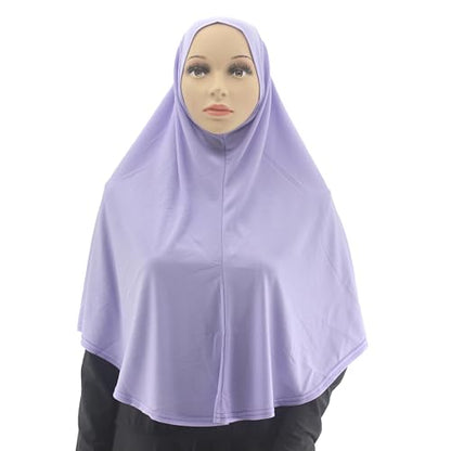 Women's Instant Hijab Muslim Headscarf Prayer Scarf Soft Breathable Stretchy Wrap - color: Light Purple