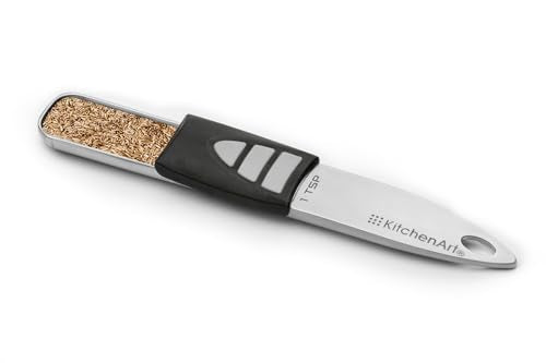 KitchenArt Pro Adjust-A-Teaspoon, Stainless Steel Measuring Spoon, Silver | Measures Between 1/8 TSP to 1 TSP | Cooking & Baking Essential | Slide To Change Measurments | Adjustable Measuring Spoon - size: Teaspoon