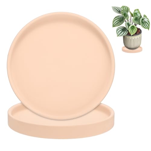 M METERXITY 2-Pack Plant Saucers, 5.7 Inch ID Anti-Rot Root Ceramic Flower Pot Plant Saucers for Indoor/Outdoor, Round Flowerpot Drip Tray [6.1 Inch OD, Pink] - color: Pink, size: 5.7 Inch