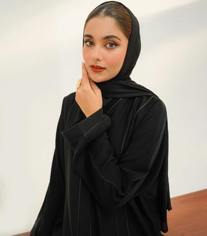 Elegant Modern Abaya 여성용 - 경량, 하늘거리는 느낌, 부드럽고 모든 상황에 적합 - color: 벨라 - 블랙, size: XXL