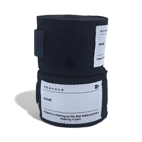 Boxing Hand Wraps – 4.5m / 180” Semi-Elastic Cotton-Nylon (Latex-Free), Extra-Wide Strap & Name Tag – Machine-Washable, Pair