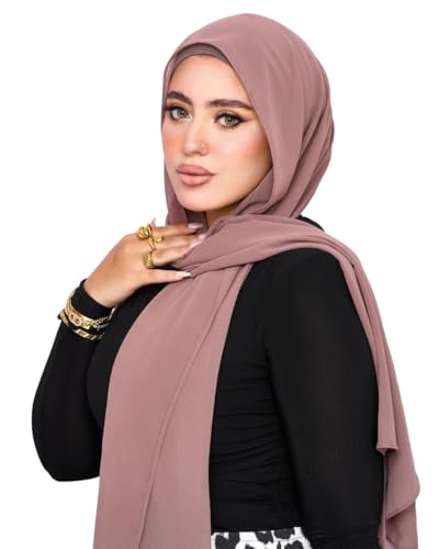 Instant Chiffon Hijab 3-in-1 with Built-in Magnets and Attached Match Undercap, Women Hijabs Set. - color: Taupe
