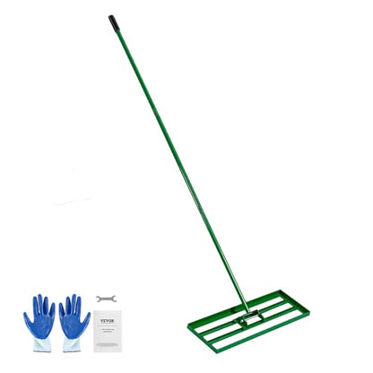 VEVOR Lawn Leveling Rake, 30"x10" Level Lawn Tool, Heavy-Duty Lawn Leveler with 78" Steel Extended Handle, Yard Leveling Rake Suit for Garden, Golf Lawn, Farm - size: 30x10in