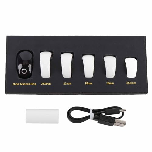 Smart Tasbih Zikr Rings, Finger Counter with Rings, Digit Counter, IP67 Rated, 7 Days Battery Life, 5 Size Rings, APP Enabled (White) - color: White