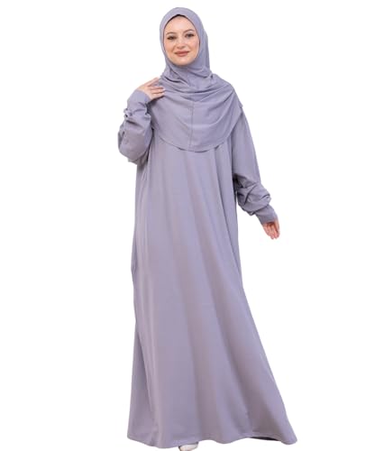 Prien Prayer Dress For Women, Cotton Muslim Abaya, Soft Hijab, Elegant Turkish Islamic Wear For Eid, Ramadan, Umrah, Hajj - color: Grey