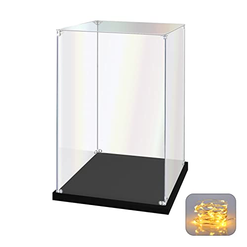 KOLIPI Acrylic Display Case for Collectibles, Clear Display Box 6x6x10 in | Plexiglass Box for Lego Figures Dolls Models, Dustproof Protection, Stable and Stackable, Assembly Required - size: 6x6x10 inches