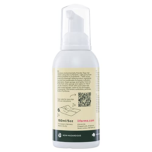 LIFORME Ultimate Everyday Yoga Mat Cleaner, Eco-Friendly, Natural & Organic Yoga Mat Cleaner, Vegan, Safe for all Yoga Mats, No Sticky Or Slimy Residue - Cleans, Restores, Refreshes - 150ml/5oz