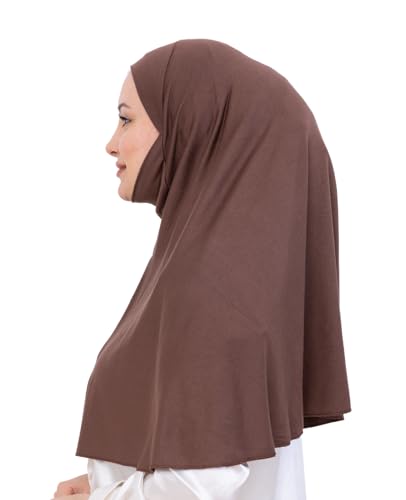 Prien Easy To Wear Hijab For Women, Muslim Instant Turban With Niqab, Islamic Clothes, Soft Scarf For Prayer, Abaya, Khimar - color: Brown
