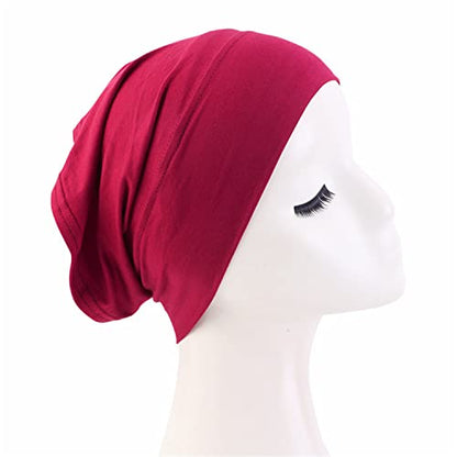 Qianmome 4 Pieces Womens Turban Soft Buttomed Tube Cap Inner Underscarf Headband Headwrap Hijab Bonnet Chemo Cap - color: 4pcs Style B