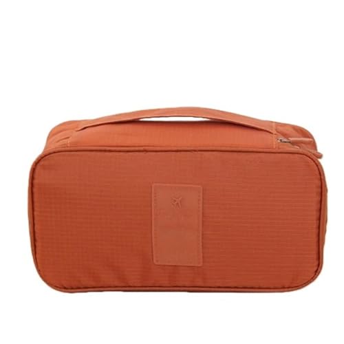 Travel Underwear Bra Packing Organizer Bag - Large Capacity Waterproof | Portable Multi-Functional Packing Bag for Underwear/Socks, Toiletries/Cosmetics, Clothes/Towels - color: Orange