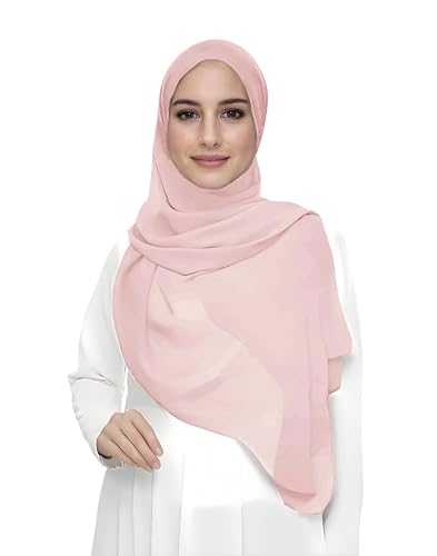 Premium Chiffon Hijab Head Scarf Shawl Wrap for Muslim Women Lightweight - color: Blush Pink