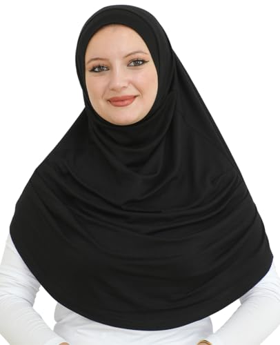 Prien Ready To Wear Hijab For Women, Instant Turban, Soft Muslim Scarf For Prayer, Long Hijabs, Islamic Clothes, Jersey Abaya - color: Black