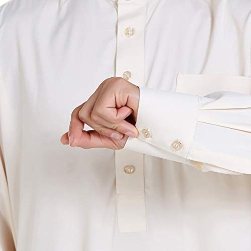 Islamic Mens Clothing Kaftan Maxi-Muslim Male Shirt Long Sleeve Abaya Dubai Cotton… - color: Beige-a, size: Small