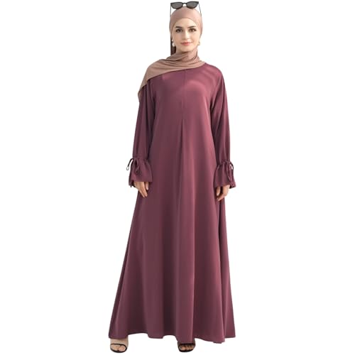 khalat Women's Muslim Kaftan Abaya Dress Eid Prayer Dress for Women Islamic Daily Dress Smooth Flowy Muslim Women Clothes - color: Purple, size: Small
