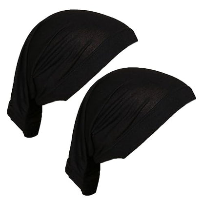 2 Pcs Women Hijab Undercaps Under Scarf Hijab Cap Solid Color Stretch Under Caps Inner Under Scarf Hat Black - color: Black