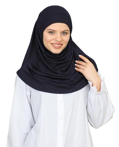 Prien Chic Ready To Wear Hijab For Women, Muslim Long Turban Undercap Set, Instant Scarf, Prayer Clothes For Girls, Abaya - color: Navy Blue