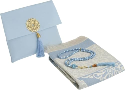Premium Area Rug for Islamic Prayers - Muslim Prayer Mat and Rug for Men with Arabic Gifts - Traditional Islamic Prayer Rug Islam - سجادة صلاة Included - color: Blue