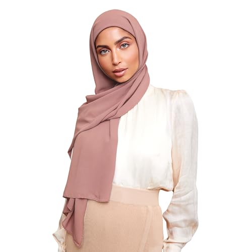 Premium Chiffon Hijab Scarf for Women Lightweight Non Slip Fashion Scarves - color: Dusty Rose, size: 1 Pack