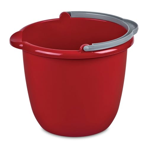 Sterilite 10 Qt Spout Pail with Handle, Bucket for Household Cleaning, Washing The Car, and Mopping, Spout to Easily Pour Water, Red, 36-Pack - size: 36 Pack