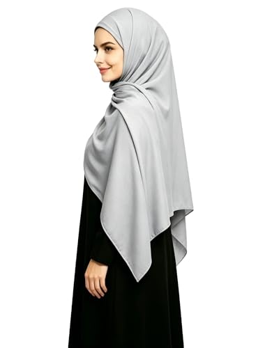 Lina & Lily Non-see-through Premium Jersey Maxi Hijab Head Scarf Wrap for Muslim Women - color: Light Gray