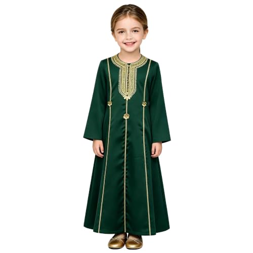 Muslim Abaya Dress for Girls 8-12 Years Dark Green - size: 10-11Y