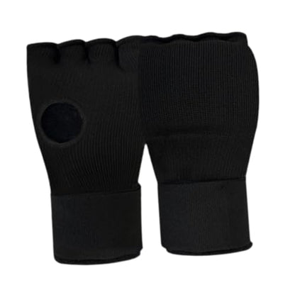 Kids Boxing Inner Gloves, Half Finger Hand Wraps with Adjustable Wrist Straps for Sparring and MMA Training, Black