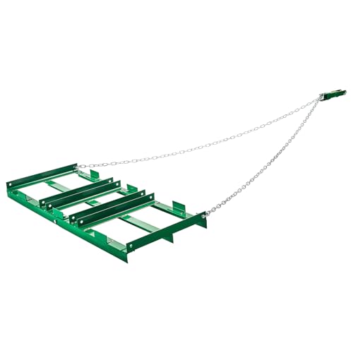 VEVOR Drag Harrow, 4 ft Heavy Duty Tow Behind Drag Harrow with Adjustable Bars & 72 in Chain, Driveway Grader Landscape Rake for ATV, UTV, Tractor, Mower Tow Behind Yard Lawn Leveling Tool - size: 4 FT- Green