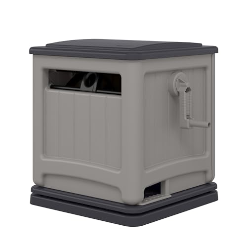 Suncast Swivel Smart Trak Hose Hideaway, 225 Foot x 5/8 Inch Garden Hose Reel with Smart Trak Guide & Swivel Base, Dove Gray/Cyberspace - color: Dove Gray/Cyberspace