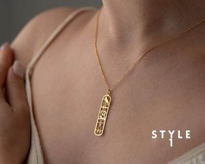 925 Sterling Silver Egyptian Hieroglyphic Name Necklace Dainty Cartouche Pendant Jewelry for Personalized by Hongyu Studio